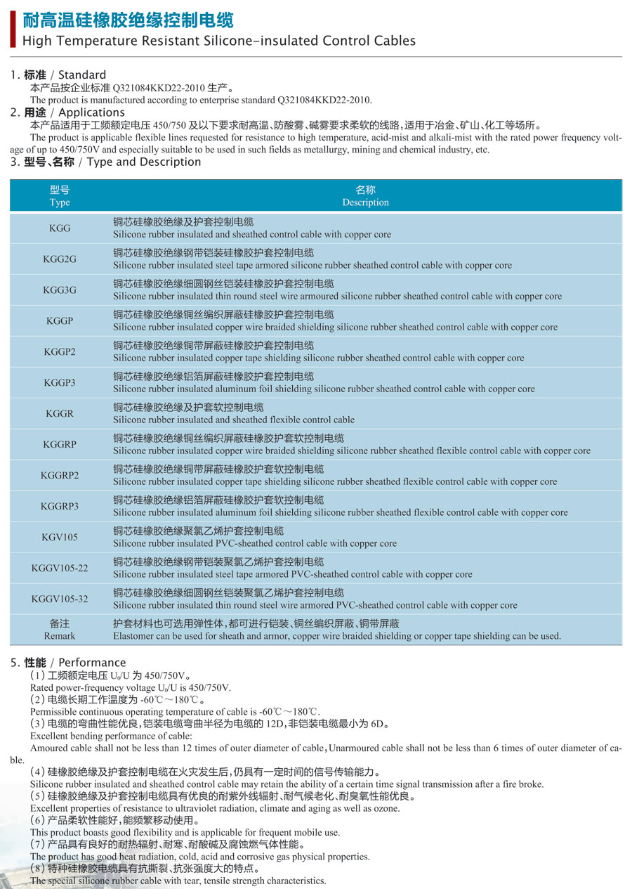 耐高温硅橡胶绝缘控制电缆